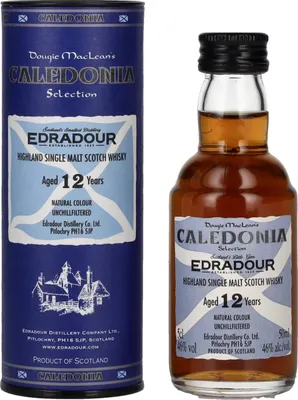 Image de Edradour CALEDONIA 12 Years Old Highland Single Malt 46% Vol. 0,05l en boîte cadeau