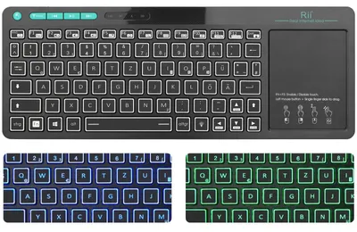 Produktbild von Bluetooth Tastatur mit touchpad Bluetooth 5 + Wireless Mini Tastatur Beleuchtet mit 2 LED Hinterleuchtet Deutsches Layout schwarz RT518S
