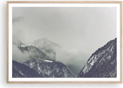 Produktbild von Gerahmtes Poster - Rahmen in heller Eiche - Berge Wald Nebel - 100x70 cm - Wand Bild - Wanddeko - Wandbilder - Wandposter - Bilderrahmen - Bilder - Kunstdruck - Wandbild - P2NAA100x70-4270