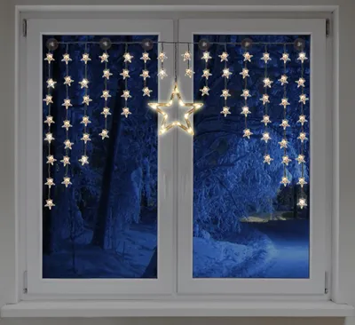 Obrázek produktu pro LED světelný závěs s hvězdami - teplá bílá - 140 cm - dekorativní pohádková světla s 90 LED diodami pro vnitřní i venkovní použití