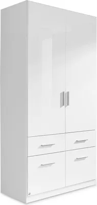 Produktbild von Kleiderschrank - Weiß matt - Weiß Hochglanz - mit 4 Schubladen