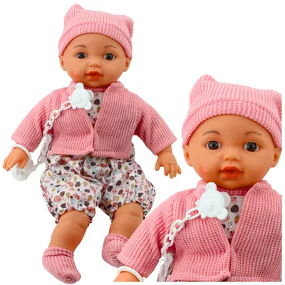 Productafbeelding van Babypop Trui Muts Speenketting Roze 40cm
