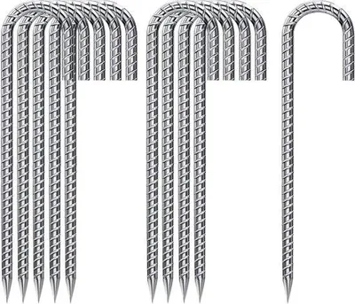 Produktbild von Famanu Grundanker Set 10 Stück - 30 cm - Metall J-förmige Bodenanker - stabil und langlebig