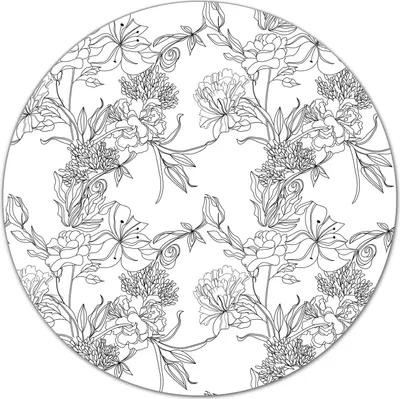 Produktbild von Glas-Herdabdeckplatte Glaskeramikkochfeld-Abdeckung Rund - 40 cm - Weiße und schwarze Blumen