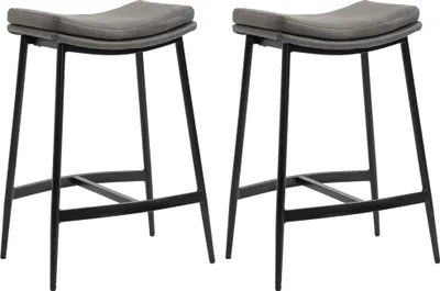 Produktbild von 2er-Set Barhocker, Polstersitze, Stahlgestell, 120 kg Belastbarkeit, Grau