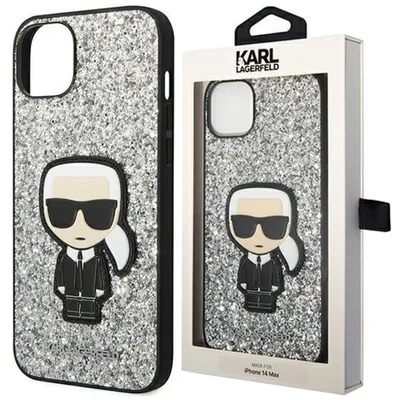 Produktbild von Karl Lagerfeld Klhcp14Sgfkpg Iphone 14 6.1"" Hardcase Srebrny/Silberne Glitzerflocken Ikonik