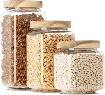 Immagine prodotto di Set di contenitori quadrati per alimenti, ermetici, impilabili, in vetro borosilicato da 1200 ml