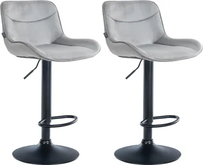 Produktbild von CLP 2er Set Barhocker Vonore Samt, Höhenverstellbar Und 360 Grad Drehbar grau Gestell Farbe schwarz