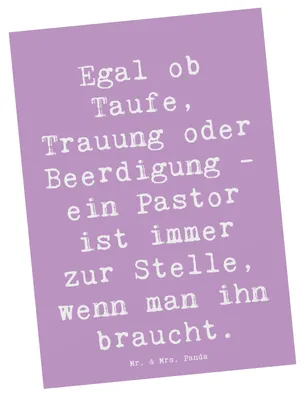 Produktbild von Mr. & Mrs. Panda Ansichtskarte Spruch Pastor Begleiter - Lavendeltraum - Geschenk, Berufe, personalisierte Geschenke, Postkarten, Kirchliche, Trauerfeier, Postkarte
