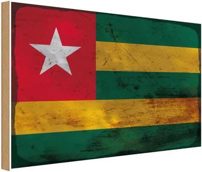 Produktbild von vianmo Holzschild 12x18 cm Togo Rost Flagge Fahne Wappen