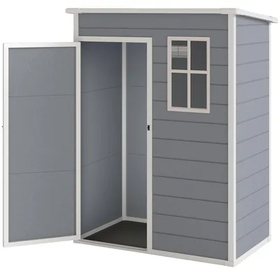 Produktbild von Gerätehaus Kunststoff 1,14 m² – Geräteschuppen 151x92x193 Harz Pultdach