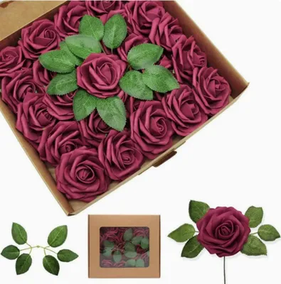 Produktbild von Künstliche Blumen Rosen, 25 Stück Deko Blumen Fake Rosen kunstblume für DIY Hochzeit, Valentinstag,Blumensträuße Braut Zuhause Dekoration