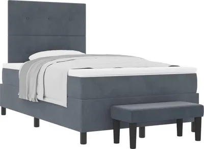 Immagine prodotto di Letto boxspring vidaXL con testiera, grigio scuro, 190 x 120 cm, velluto