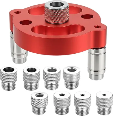 Produktbild von Bohrhilfe für Holzverarbeitung mit Mittelfinder, senkrechtes Bohren, Bohrloch-Locator, 3/4/5/6/7/8/9/10 mm Bohrbuchsen für vertikale Bohrungen