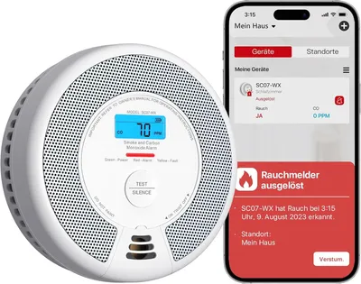 Produktbild von X-Sens-Wi-Fi-Rauch-Kohlenmonoxid-Detektor Austauschbarer Akku, Smart-Kombinationsdetektor, kompatible Home Security App, SC07-WX, Pack 1