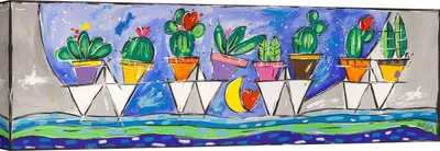 Obrázok produktu pre Umelecká tlač na plátne, farebná krajinomaľba - Wallas, Plávajúca záhrada - 120x40 cm