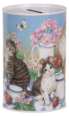 Image de Clayre & Eef Tirelires Ø 8x13 cm Métal bleu Chat