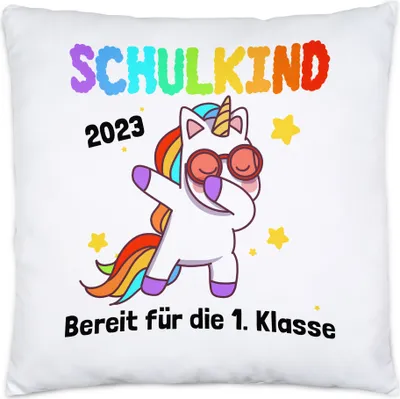 Produktbild von Schulkind 2023 Bereit Für 1. Klasse Kissen Inkl. Füllung Einhorn Unicorn Geschenkidee Grundschule Einschulung
