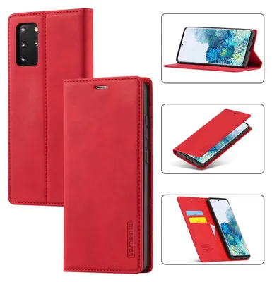 Immagine prodotto di Galaxy S20 FE Custodia in pelle con funzione stand e portacarte, design a portafoglio per Samsung Galaxy S20 FE rosso
