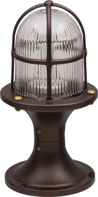 Produktbild von Sockelleuchte Messing massiv Glas 28 cm IP54 Rostbraun Antik E27 rund Maritim Stehleuchte außen Gartenlampe