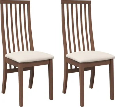 Image de vidaXL Chaises de salle à manger avec coussins 2 pcs. Marron Bois massif Hévéa