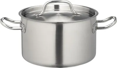 Produktbild von Metro Professional Topf mit Deckel | flach | Ø 36 cm | 14 L | Induktion | Edelstahl | Sandwichboden | Schüttrand | Backofenfest bis 240 °C | Spülmaschinenfest | für gewerblichen Einsatz