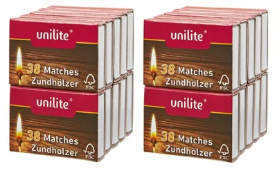 Produktbild von 20 Schachteln Unilite Zündhölzer Streichhölzer Zündholzschachtel Hölzer