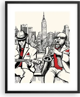 Produktbild von Gerahmtes Poster - Schwarzer Rahmen - Jazz Musik Musiker - 40x50 cm - Wand Bild - Wanddeko - Wandbilder - Kunstposter - Wandposter - Bilderrahmen - Bilder - Kunstdruck - Wandbild - P2BPA40x50-3599