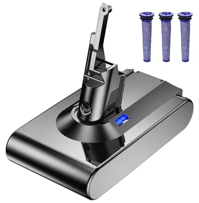 Ersatzakku für Dyson V8, 6000 mAh, Li-Ion, mit 3 Filtern