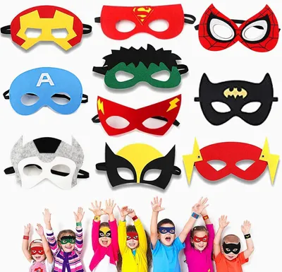 Productafbeelding van Superheldenmaskers - Set van 10 - Oogmasker ontworpen voor kinderen - Feestdecoratie