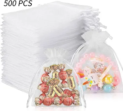Produktbild von Weiß Organzasäckchen 7x9cm, Organzabeutel, Geschenkbeutel Schmuckbeutel, 500 Stück, Weiß