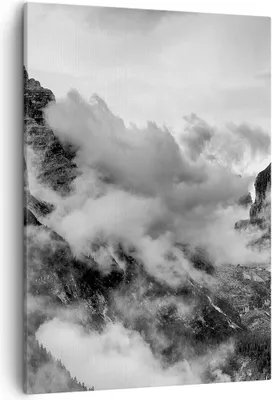 Produktbild von Bild auf Leinwand - Leinwandbild - Einteilig - Berge Nebel Gipfel - 50x70cm - Wand Bild - Wanddeko - Wandbilder - Leinwanddruck - Wanddekoration - Leinwand bilder - Wandbild - PA50x70-3664