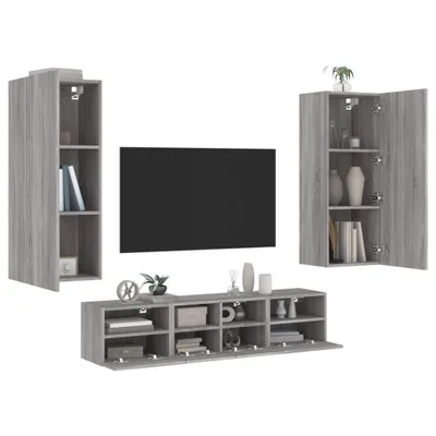 Produktbild von Cloris DesignMöbel 5-tlg. Wohnwand Grau Sonoma Holzwerkstoff , TV-Schränke 2024 Neu