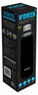 Image de Noveen TB410 Bouteille isotherme 500 ml pour boissons chaudes et froides Acier inoxydable noir mat