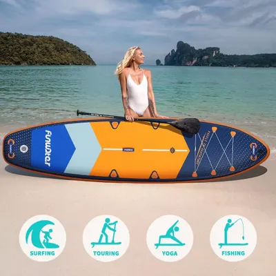 Zdjęcie produktu dla Pływająca deska SUP, ultralekka - 350x90x15 cm - 8 kg - PVC - idealna do jogi, wędkowania i podróży