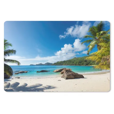 Produktbild von MuchoWow® Schreibtischunterlage Strand - Meer - Kieselsteine - Palme 60x40 cm - XXL Mauspad - Großes Mauspad