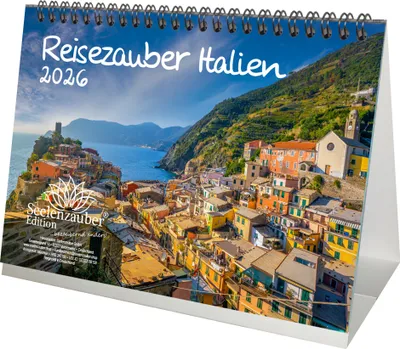 Produktbild von Reisezauber Italien DIN A5 Tischkalender für 2026 Rom Urlaub Strand Meer Mediterran Italien - Seelenzauber