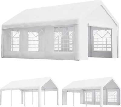Obrázok produktu pre Pavilón 4x6 m, skladací pavilón, vodotesný, odolný voči zimným podmienkam, nafukovací pavilón, záhradný pavilón s UV ochranou a 4 bočnými panelmi, párty stan s oknami, vhodný na kempovanie a oslavy, biela farba