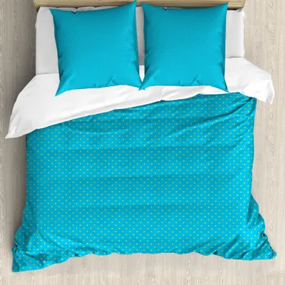 Produktbild von ABAKUHAUS Sterne Bettbezug Set für Einzelbetten, Kontinuierliche Mini Star, Milbensicher Allergiker geeignet mit Kissenbezug, 155 cm x 220 cm - 80 x 80 cm, Sky Blau Gelb Grün