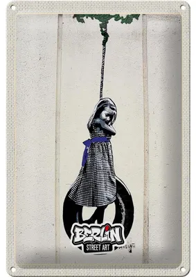 Produktbild von Blechschild Reise 20x30cm Berlin Street Art schwarz weiß Kunst