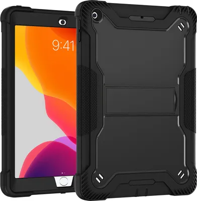 Produktbild von Schutzhülle für iPad 10,2 2021/2020/2019, iPad 9th/8th/7th Gen Robust Hybrid Tablet Hülle mit Ständer Schwarz
