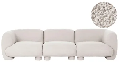 Produktbild von BELIANI 3-Sitzer Sofa Cremeweiß Bouclé Teddy-Optik Modular Niedrige Sitzhöhe mit Breiten Armlehnen Freistellbar Modernes Polstersofa Modulsofa