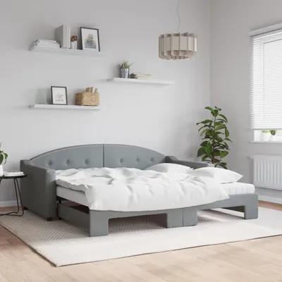 Immagine prodotto di Maison Exclusive - Divano letto estraibile con materasso grigio chiaro 90x190 cm in tessuto