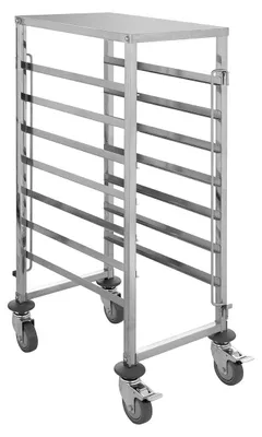 Produktbild von GastroHero Regalwagen ECO 7 GN 1/1 Edelstahl Tablettwagen Transportwagen 300 kg Rollen Catering Großküche