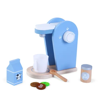 Produktbild von Kaffeemaschine Holz Spielzeug 7-teilig mit Zubehör für Kinderküche