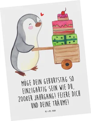 Produktbild von Mr. & Mrs. Panda Ansichtskarte 2008 Geburtstag Einzigartig - Weiß - Geschenk, Alter, Postkarten, Geburtstagsspruch, Jahrgangsfeier, Happy Birthday, Fotokarte, Liebe