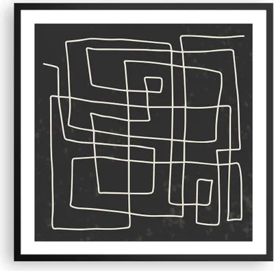 Produktbild von Gerahmtes Poster - Schwarzer Rahmen - Schwarzweiß Labyrinth Linie - 60x60 cm - Wand Bild - Wanddeko - Wandbilder - Kunstposter - Wandposter - Bilderrahmen - Bilder - Kunstdruck - P2BAC60x60-5110