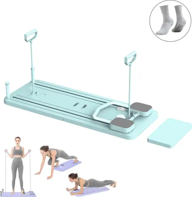 Produktbild von Pilates-Reformer 4-in-1 Pilates Trainer, 2-tlg.,mit Timer, multifunktionales Bauchmuskelbrett für Zuhause und im Fitnessstudio, Grün