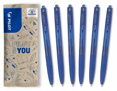 Produktbild von Set mit 6 PILOT SUPER GRIP G Kugelschreibern, Blau