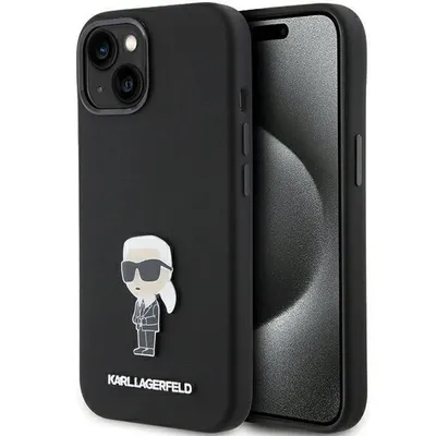 Obrázek produktu pro Pouzdro Karl Lagerfeld Silicone Ikonik Metal Pin Na Iphone 15 Plus / 14 Plus - Černé